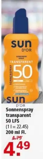 Multi Markt Sun D'OR Sonnenspray transparent 50 LFS Angebot