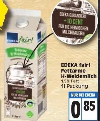 Edeka Edeka fair! Fettarme H-Weidemilch 1L Angebot