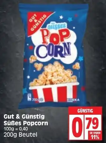 Edeka Gut & Günstig Süßes Popcorn 200g Beutel Angebot