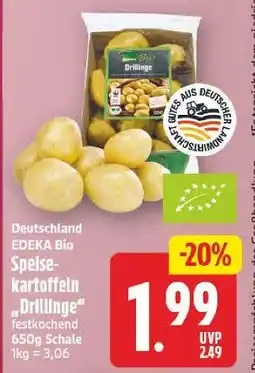 E-Center Edeka bio speisekartoffeln „drillinge“ Angebot