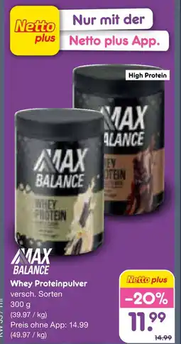 Netto Marken-Discount Max balance whey proteinpulver Angebot
