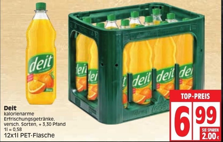 Deit Kalorienarme Erfrischungsgetränke 12x1L Angebot bei Edeka