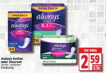 Edeka Always Dailies oder Discreet Angebot