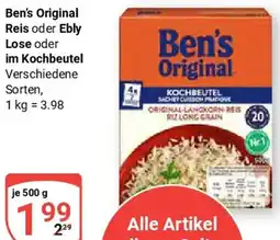 Globus Ben's Original Reis oder Ebly Lose oder im Kochbeutel Angebot
