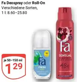 Globus Fa Deospray oder Roll-On Angebot