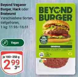 Globus Beyond Veganer Burger, Hack oder Bratwurst Angebot