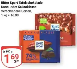 Globus Ritter Sport Tafelschokolade Nuss- oder Kakaoklasse Angebot
