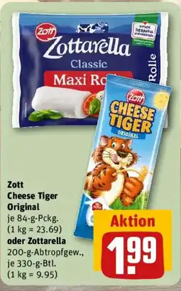 REWE Zott Cheese Tiger Original oder Zottarella Angebot