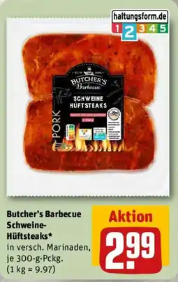 REWE Butcher's Barbecue Schweine- Hüftsteaks Angebot
