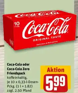 REWE Coca-Cola oder Coca-Cola Zero Friendspack Angebot