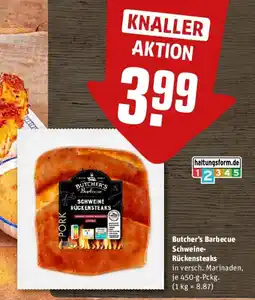 REWE Butcher's Barbecue Schweine- Rückensteaks Angebot