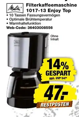 expert Techno Land Melitta Filterkaffeemaschine 1017-13 Enjoy Top Angebot