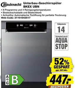 expert Techno Land Bauknecht Unterbau-Geschirrspüler BKEX UBN Angebot