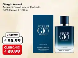 Travel Free Giorgio Armani Acqua di Gioia Homme Profondo EdPS Herren Angebot