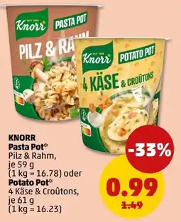 PENNY Knorr Pasta Pot Pilz & Rahm oder Knorr Potato Pot 4 Käse & Croûtons Angebot