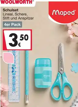 Woolworth Schulset Lineal, Schere, Stift und Anspitzer Maped Angebot