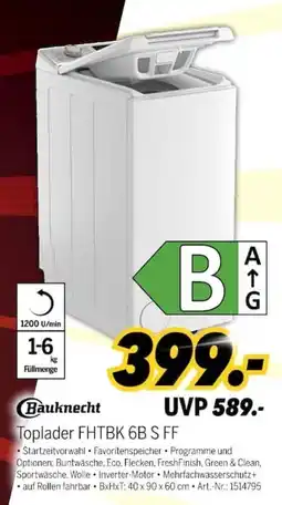 MEDIMAX Bauknecht Toplader FHTBK 6B S FF Angebot