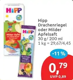 Budni Hipp Drachenriegel oder Milder Apfelsaft Angebot