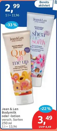 Budni Jean & Len Bodymilk oder -lotion Angebot