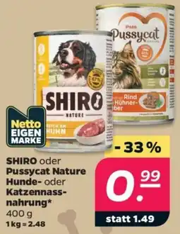 Netto SHIRO Nature Hunde- oder Katzen Nassnahrung Angebot