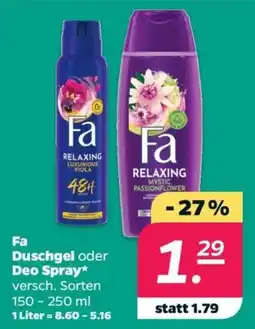 Netto Fa Duschgel oder Deo Spray Angebot