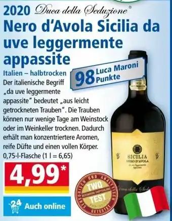 Norma 2020 Nero d'Avola Sicilia da uve leggermente appassite 0,75L Angebot