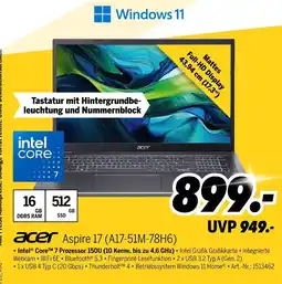 MEDIMAX Acer aspire 17 a17-51m-78h6 Angebot