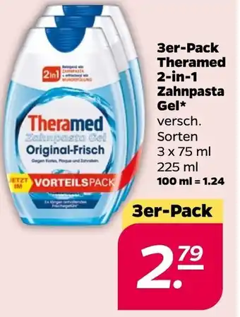 NETTO 3er Pack Theramed 2in1 Zahnpasta Gel 3x75ml Angebot