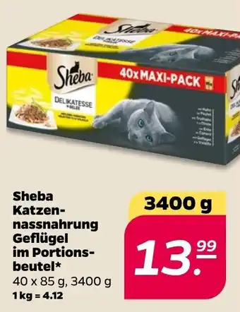 NETTO Sheba Katzennassnahrung Geflügel im Portionsbeutel 3400g Angebot