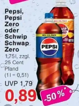 Jawoll Pepsi, Pepsi Zero oder Schwip Schwap Zero Angebot