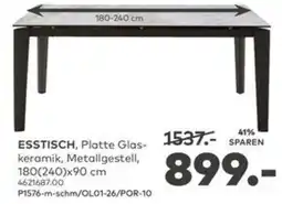 porta ESSTISCH, Platte Glas-keramik, Metallgestell Angebot