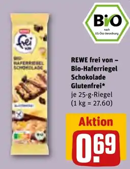 REWE frei von Bio-Haferriegel Schokolade Angebot