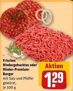 REWE Frisches Rindergehacktes oder Rinder-Premium-Burger Angebot