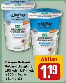 REWE Gläserne Molkerei Weidemilch Joghurt Angebot