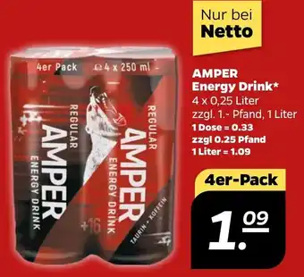 NETTO Amper Energy Drink 4x0,25L Angebot