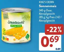 Aldi Süd KING'S CROWN Sonnenmais Angebot