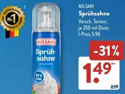 Aldi Süd MILSANI Sprühsahne Angebot