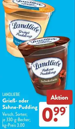 Aldi Süd LANDLIEBE Grieẞ- oder Sahne-Pudding Angebot