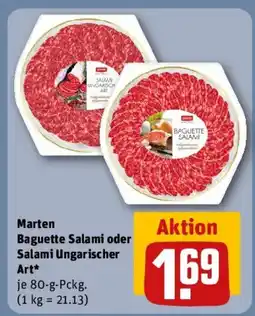 REWE Marten Baguette Salami oder Salami Ungarischer Angebot
