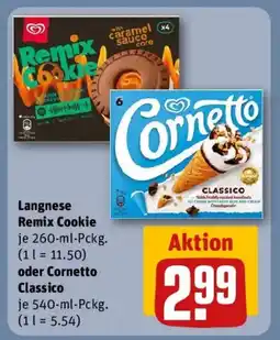 REWE Langnese Remix Cookie oder Cornetto Classico Angebot