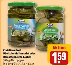 REWE Christians Grød Dänischer Gurkensalat oder Dänische Burger-Gurken Angebot