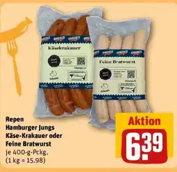 REWE Repen Hamburger Jungs Käse-Krakauer oder Feine Bratwurst Angebot
