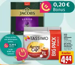 REWE Jacobs Lungo Kaffeekapseln Intenso oder Tassimo Morning Café XL Kaffeekapseln Angebot