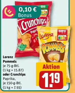 REWE Lorenz Pommels oder Crunchips Paprika, Angebot