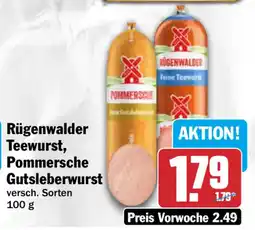 HIT Rügenwalder Teewurst, Pommersche Gutsleberwurst Angebot