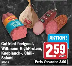HIT Gutfried feelgood, Wiltmann HighProtein, Knoblauch-, Chili-Salami Angebot