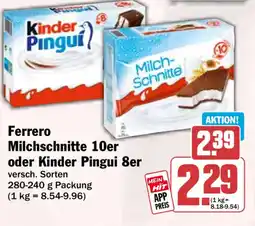 HIT Ferrero Milchschnitte oder Kinder Pingui Angebot