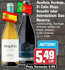 HIT Analivia Verdejo, El Coto Rioja Rosado oder Astrolabium Dao Reserva Angebot