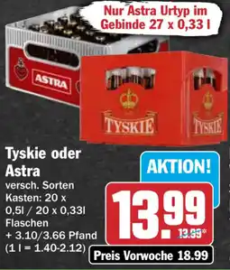 HIT Tyskie oder Astra Angebot