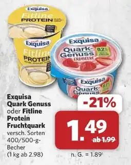 Combi Exquisa Quark Genuss oder Fitline Protein Fruchtquark Angebot